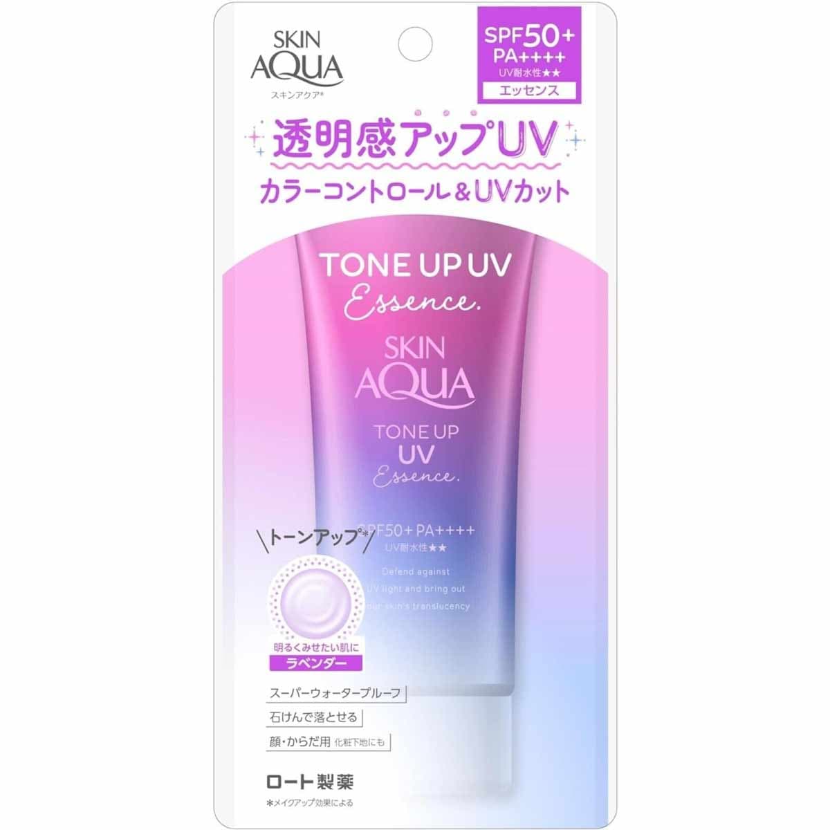 Rohto Skin Aqua Tone Up UV Essence Sunscreen SPF50+ PA++++  (Lavender)