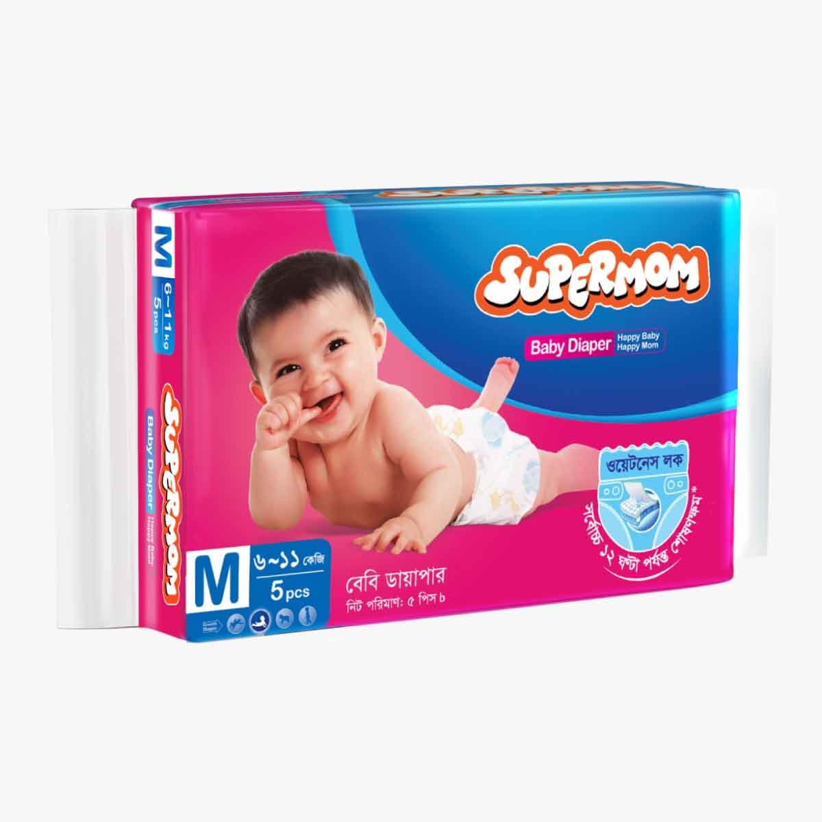 Supermom Baby Diaper- Medium (6-11) kg