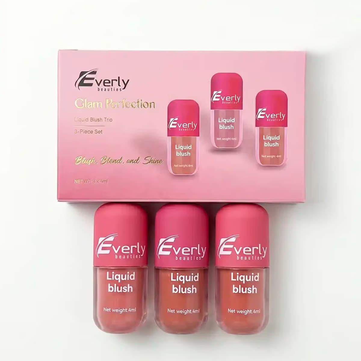 Everly Beauties Glam Perfection Liquid Blush Trio 3 Piece Set