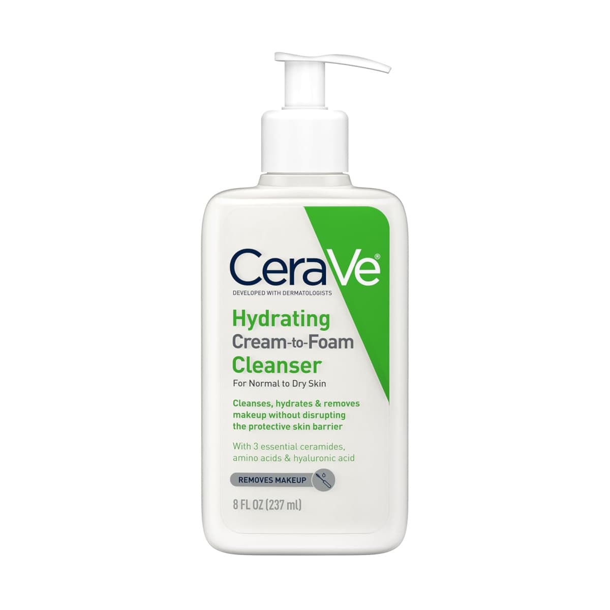 CeraVe Hydrating Cream-to-Foam Cleanser For Normal to Dry Skin (USA Variant)