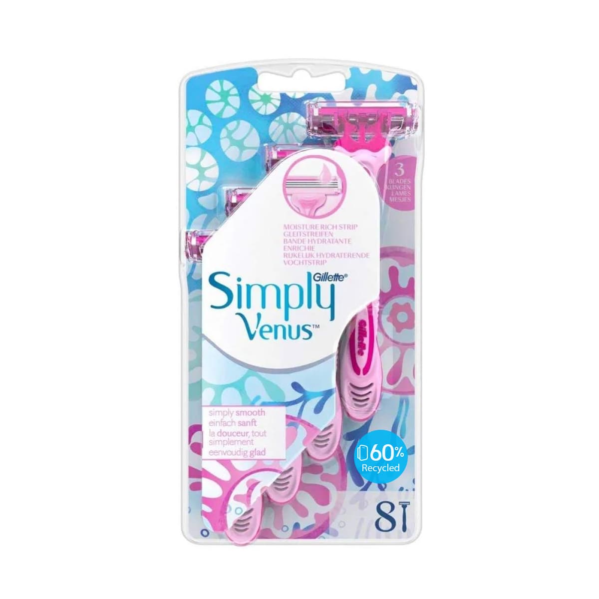 Gillette Simply Venus Razor 3 Blades -8Pcs