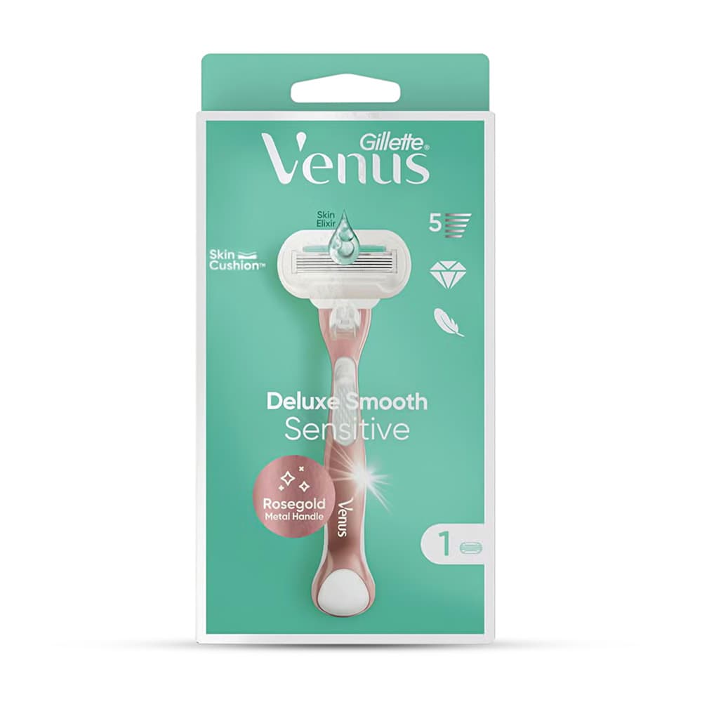Gillette Venus Deluxe Smooth Sensitive Rose Gold Handle Razor (1 Razor Blades)