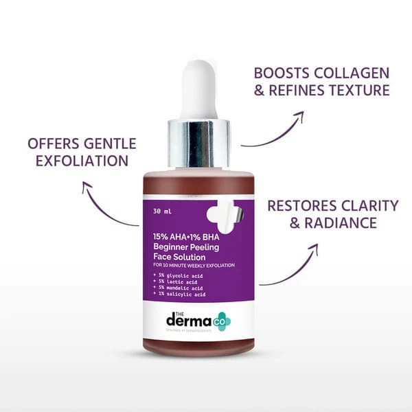 The Derma Co 15% AHA + 1% BHA Beginner Face Peeling Solution
