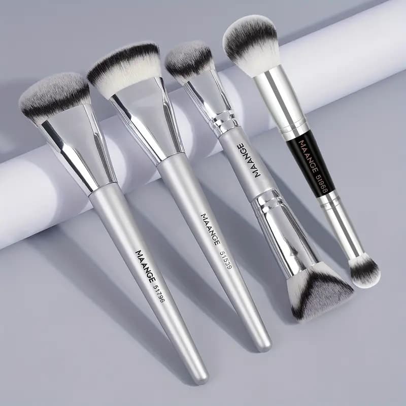 Maange 4 Pcs Professional Makeup Brush Set (Silver)