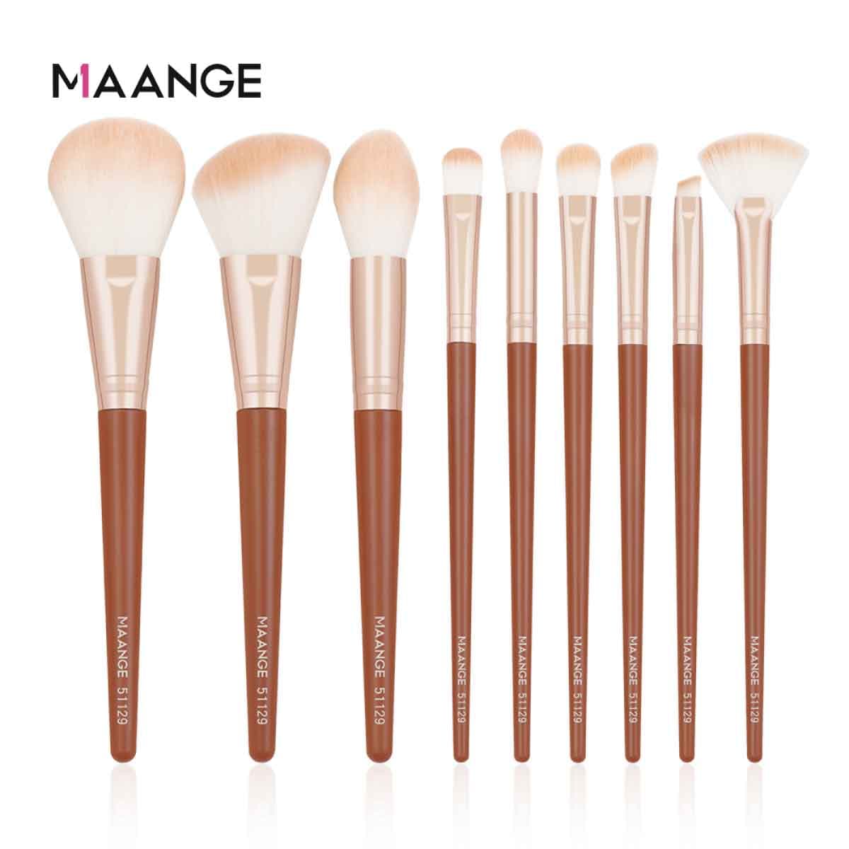 Maange 9pcs Brush Set (Brown)