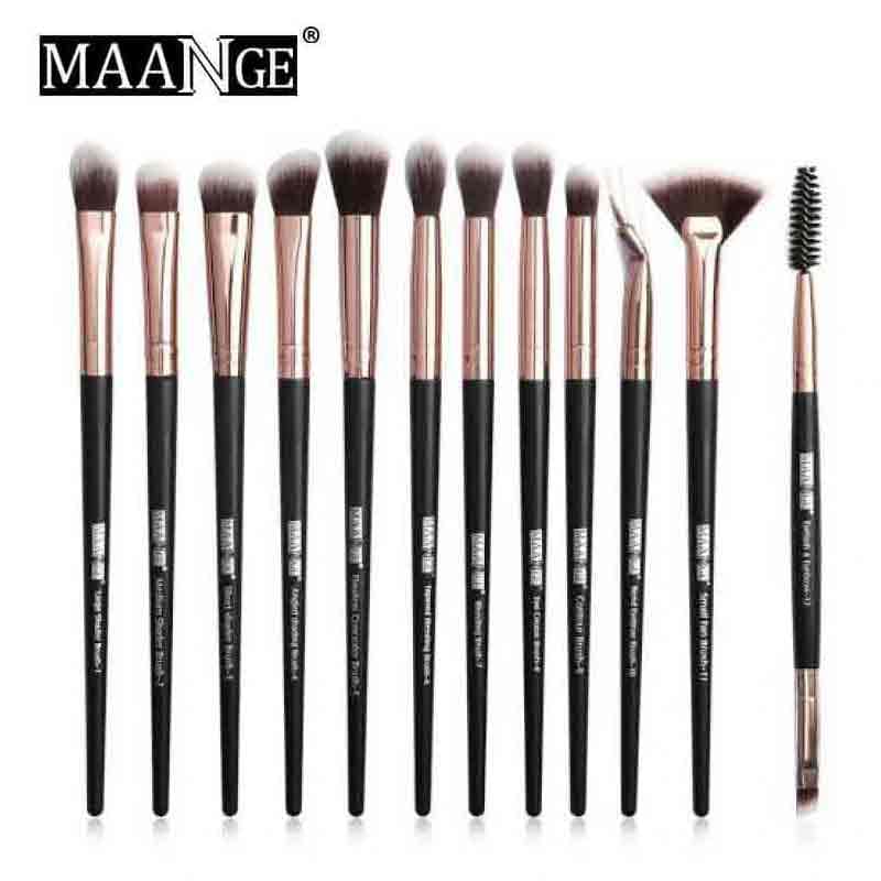 Maange 12pcs Eye Brush Set - Black