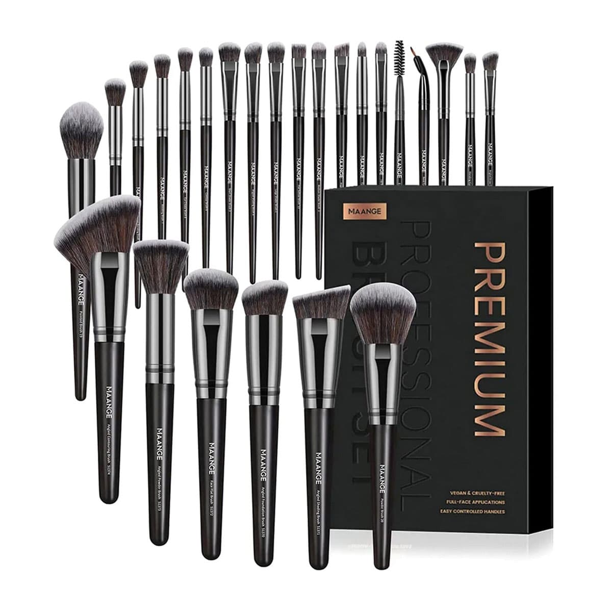 Maange 25 Pcs Professional Makeup Brush Set - Black