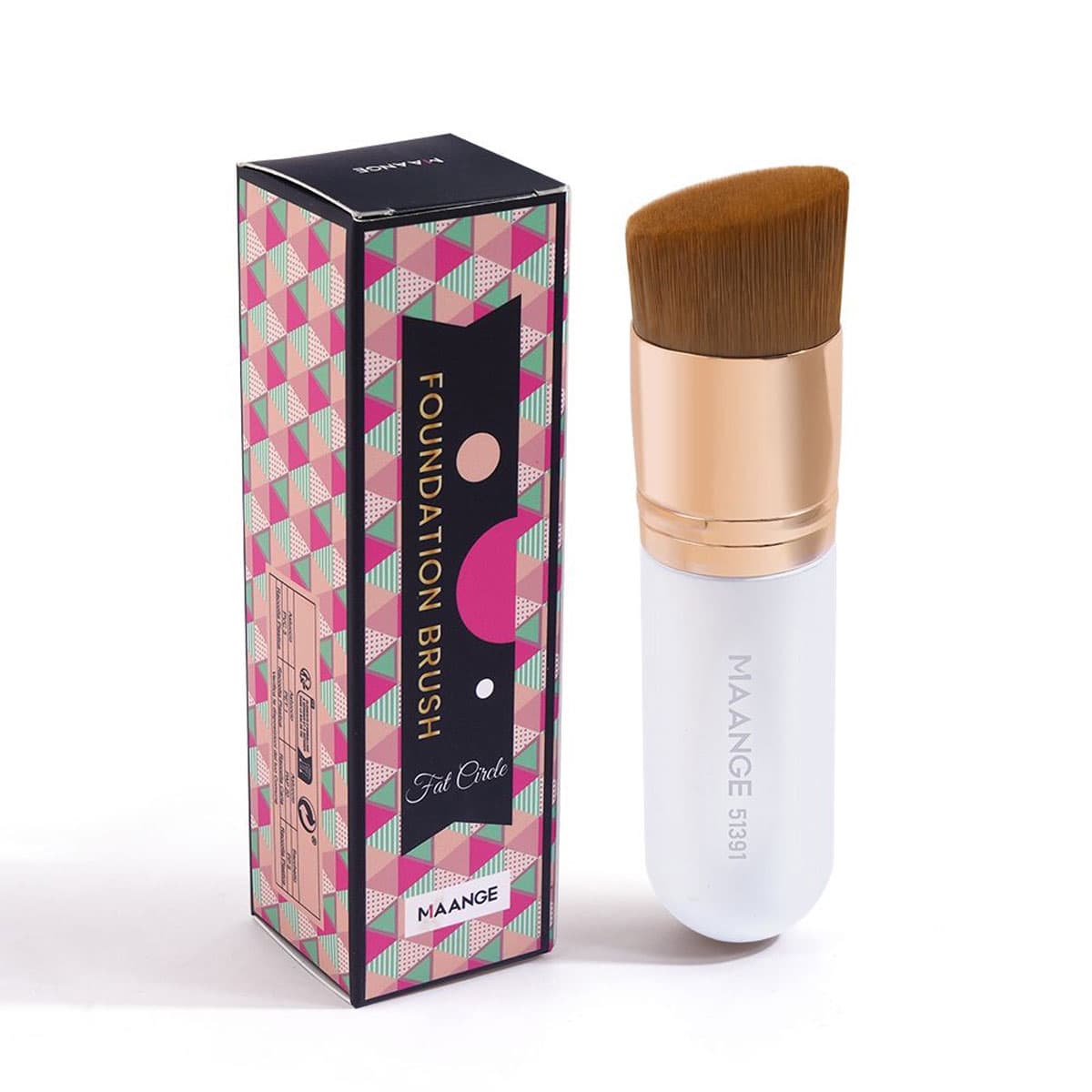 Maange Single Flat Top Foundation Brush - White