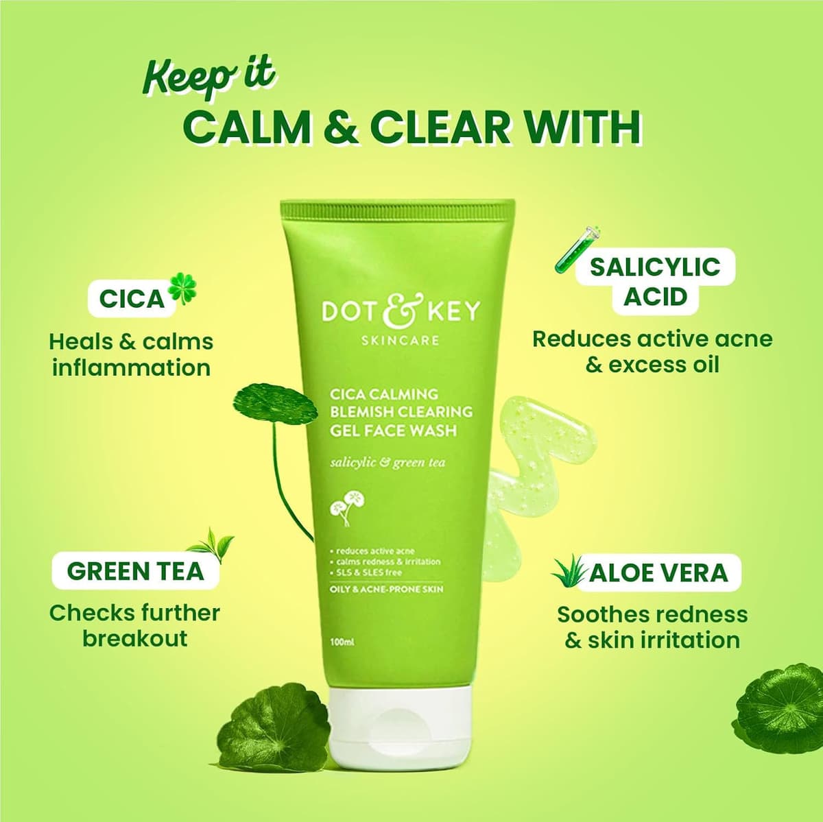 Dot & Key Cica Calming Blemish Clearing Gel Face Wash