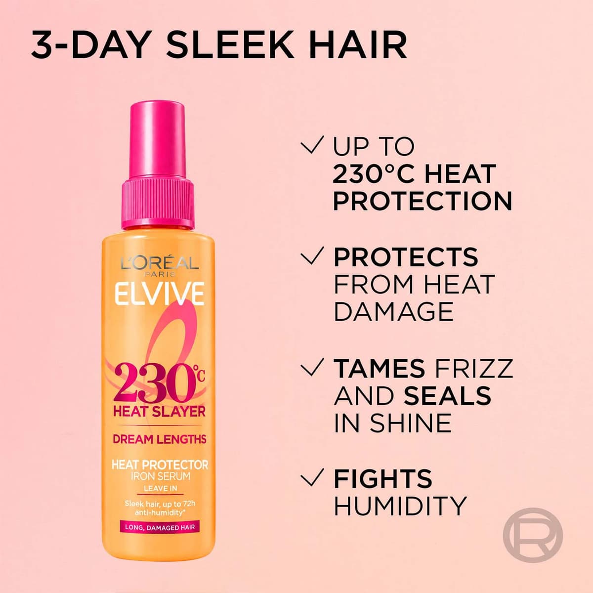 Loreal Elvive 230°c Heat Slayer Dream Lengths Heat Protector Iron Serum