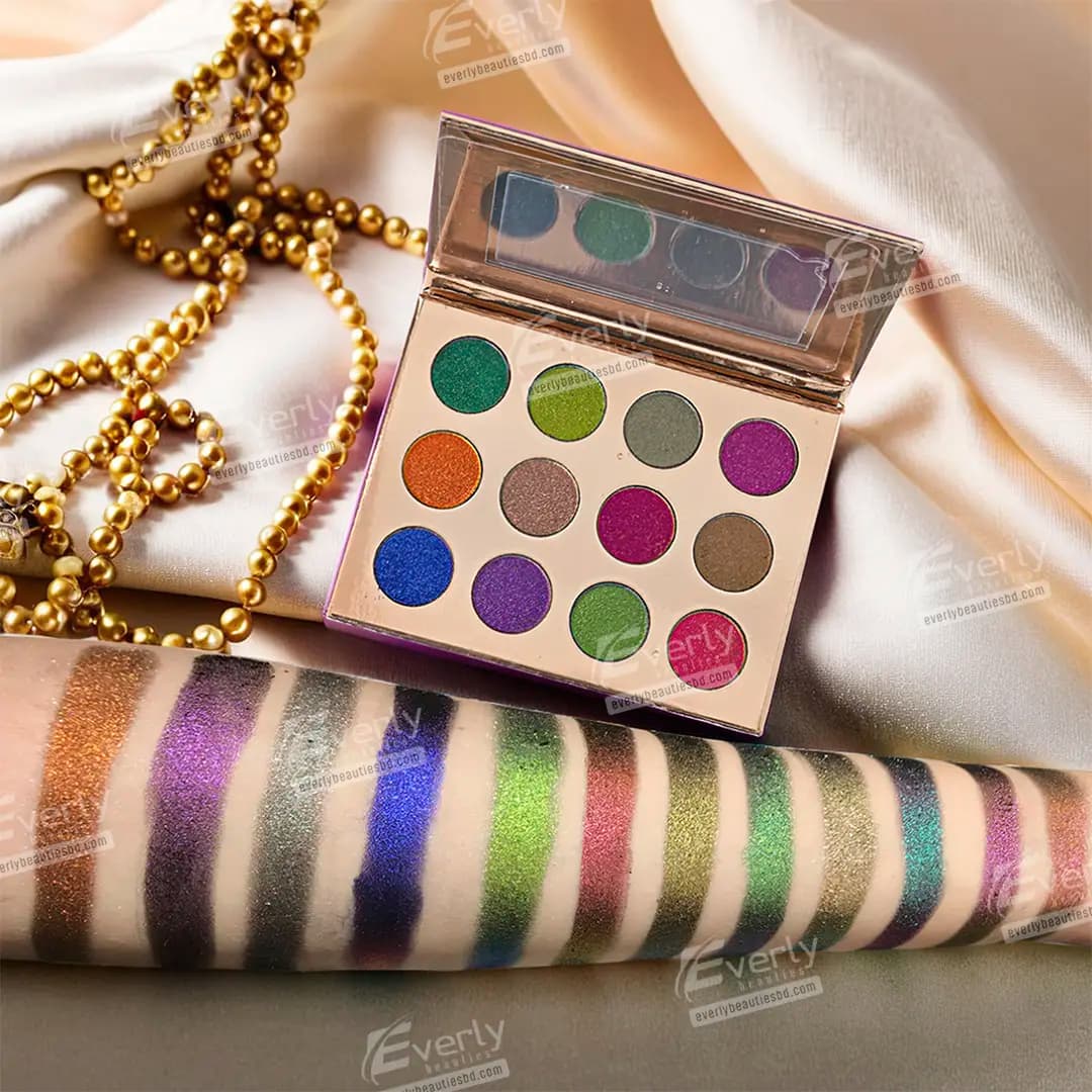 Everly Beauties 12 Colors Multichrome Pressed Pigment Eyeshadow Palette