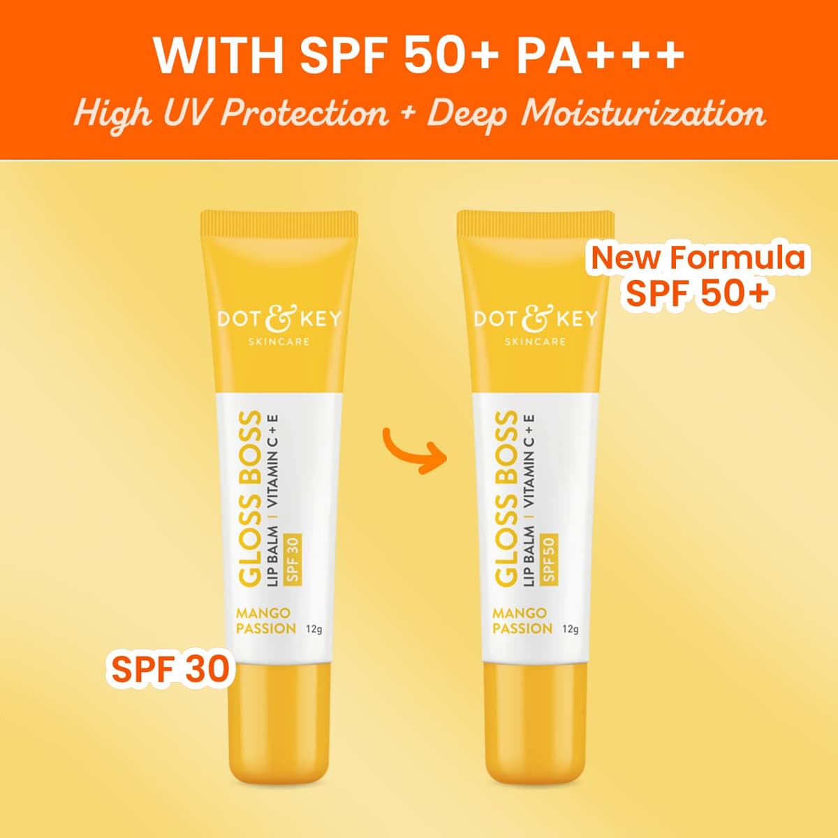 Dot & Key Gloss Boss Vitamin C + E Lip Balm with SPF 50 (Mango Passion)