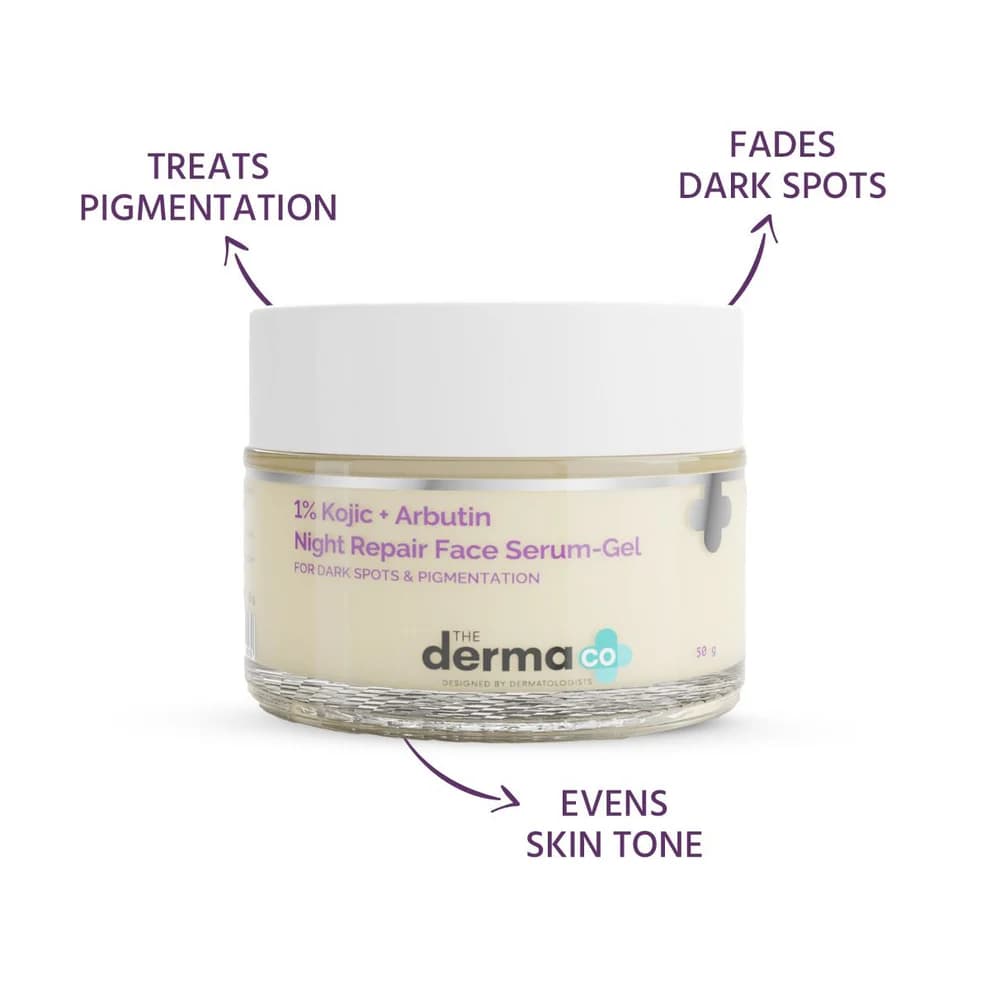 The Derma Co 1% Kojic + Arbutin Night Repair Face Serum-Gel