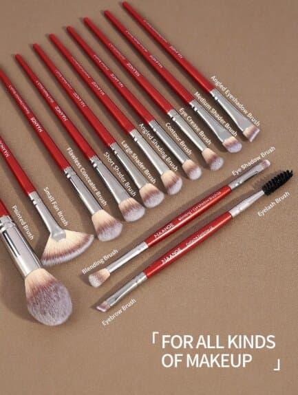 Maange 12 Pcs Makeup Brush Set-Red