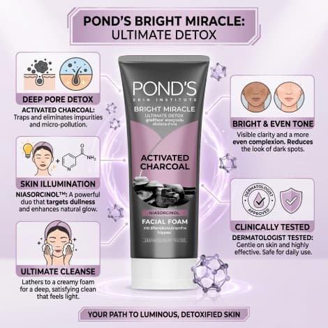 Ponds Bright Miracle Ultimate Detox Activated Charcoal Facial Foam