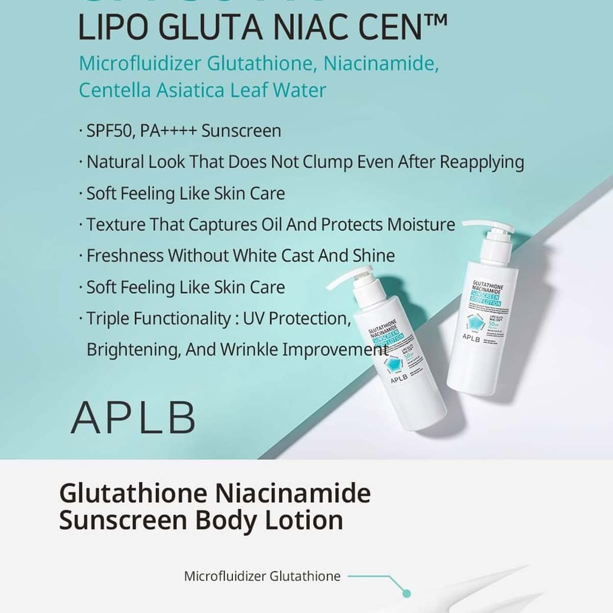 APLB Glutathione Niacinamide Sunscreen Body Lotion SPF50 PA++++