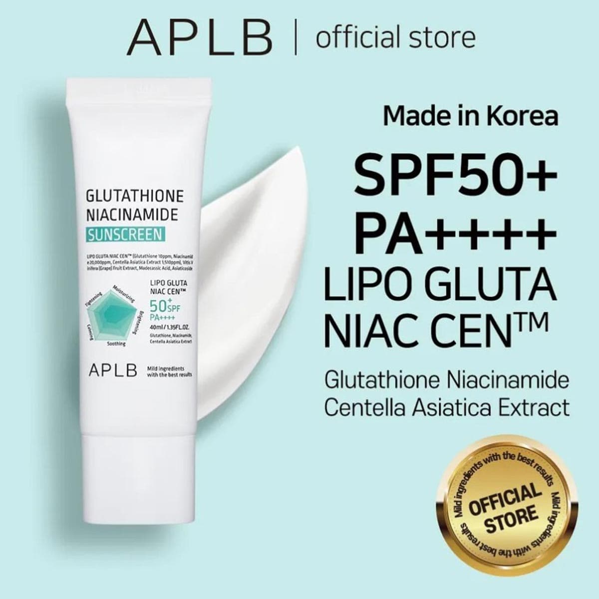 APLB Glutathione Niacinamide Sunscreen SPF50+ PA++++