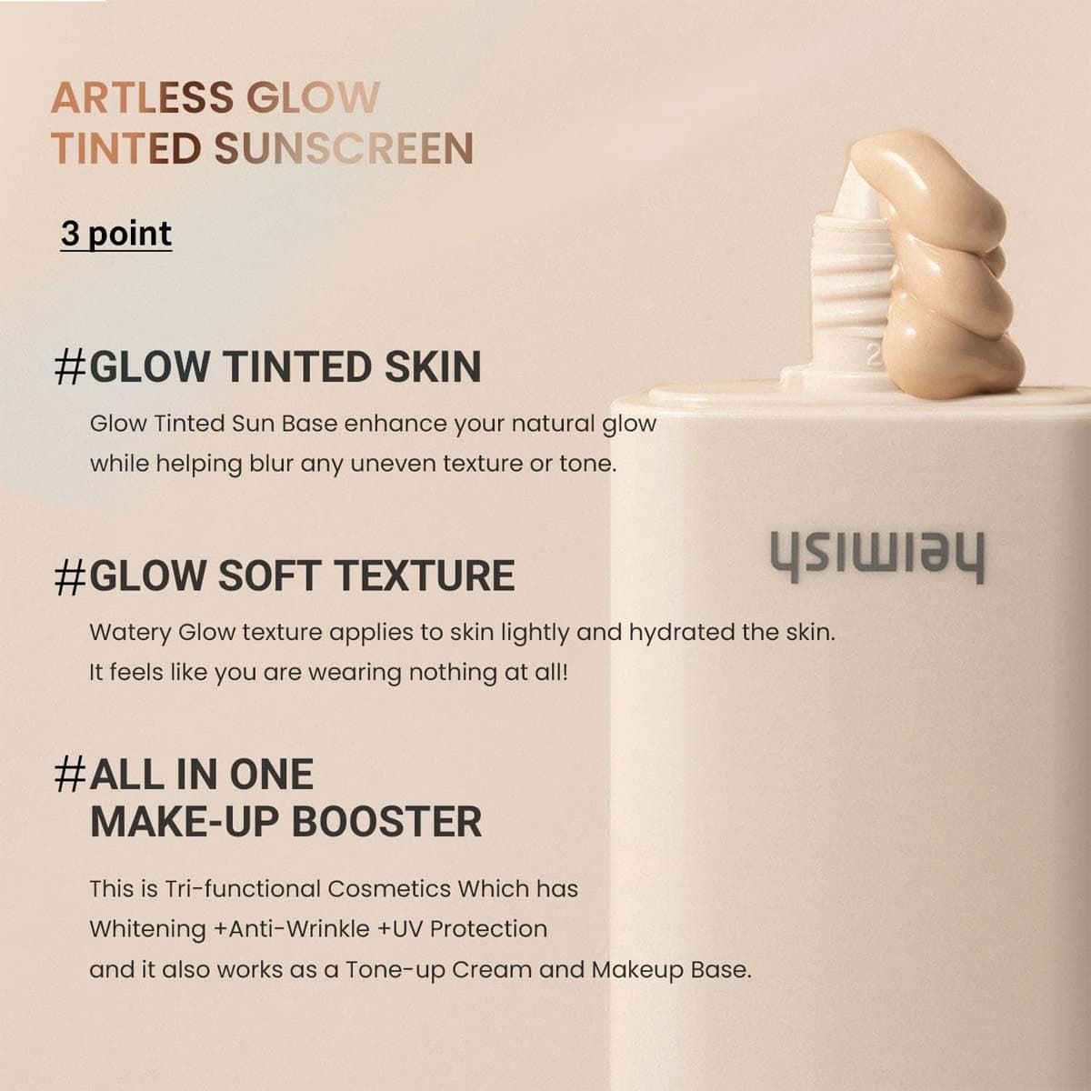 Heimish Artless Glow Tinted Sunscreen Shine Beige SPF50+ PA+++