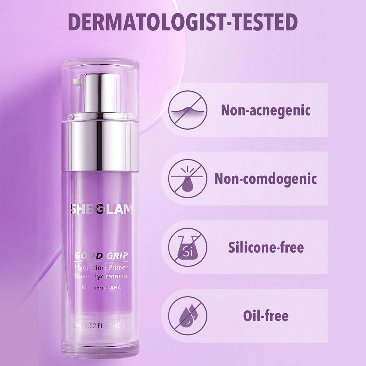 Sheglam Good Grip Hydrating Primer-Blueberry + AHA