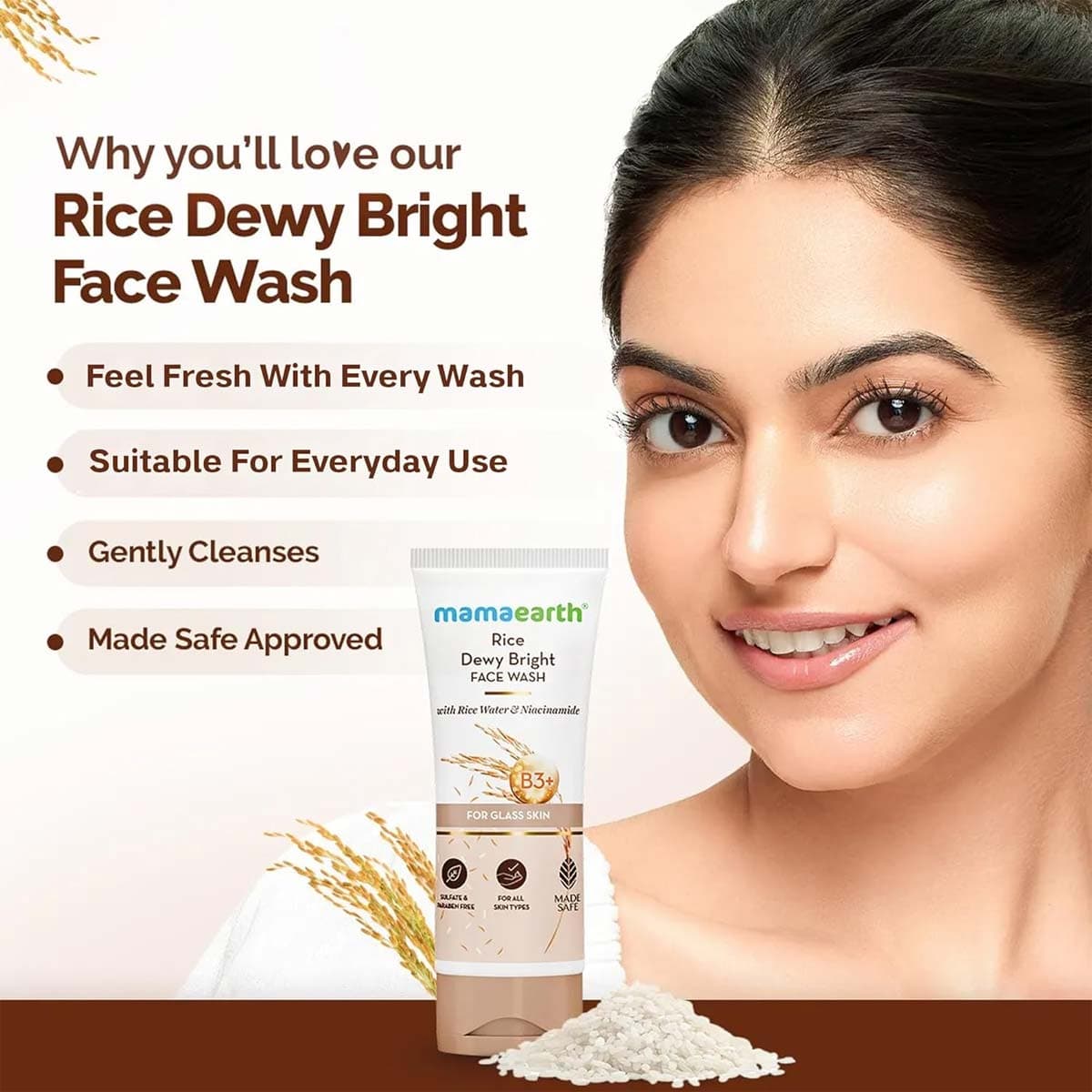 Mamaearth Rice Dewy Bright Face Wash For Glass Skin