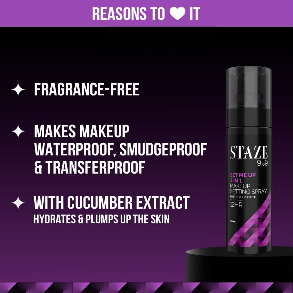 Staze 9to9 Set Me Up 3 In 1 Makeup Setting Spray