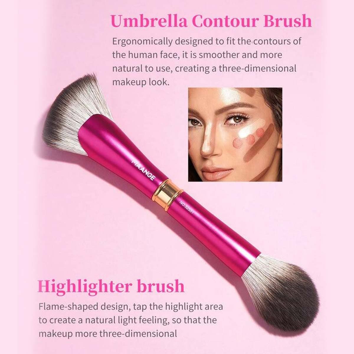 Maange 2 In 1 Precision Base Brush (Pink)