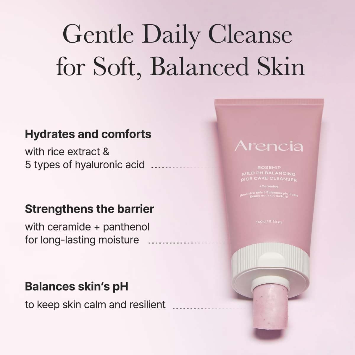 Arencia Rosehip Mild PH Balancing Rice Cake Cleanser
