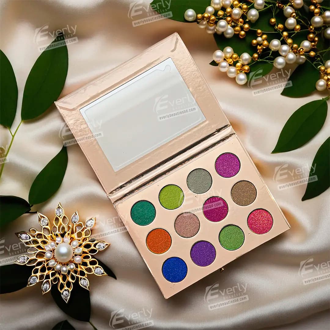 Everly Beauties 12 Colors Multichrome Pressed Pigment Eyeshadow Palette