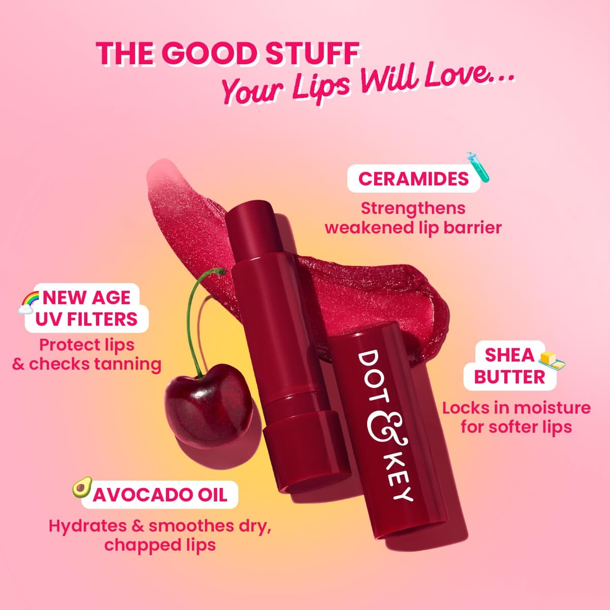 Dot & Key Barrier Repair Hydrating Tinted Lip Balm SPF 50+ (Cherry Crimson)