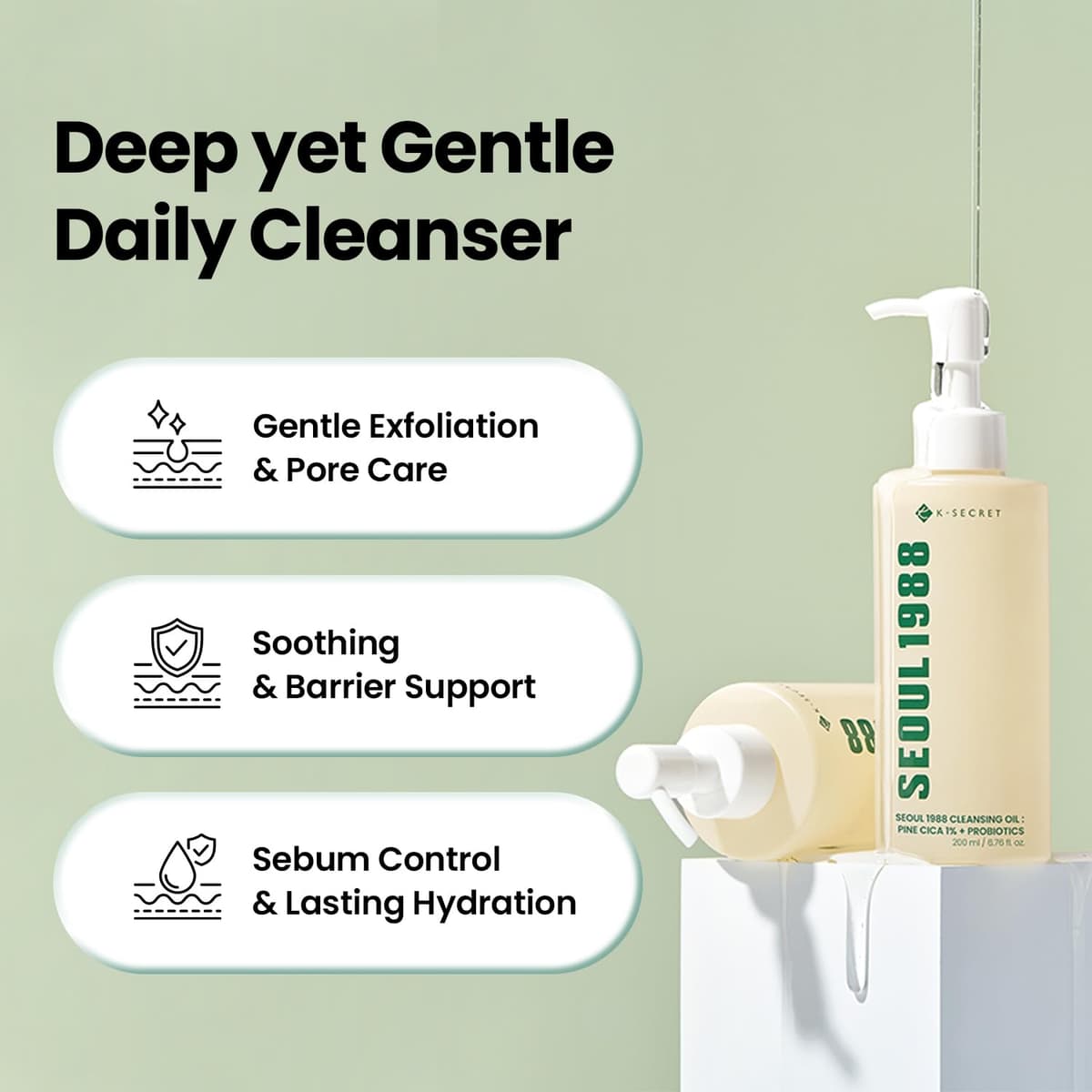 K SECRET SEOUL 1988 Cleansing Oil : Pine Cica 1% + Probiotics