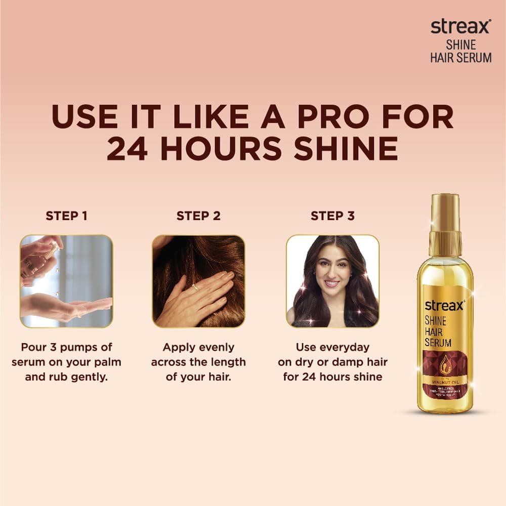 Streax Shine Hair Serum Vitalized With Walnut Oil