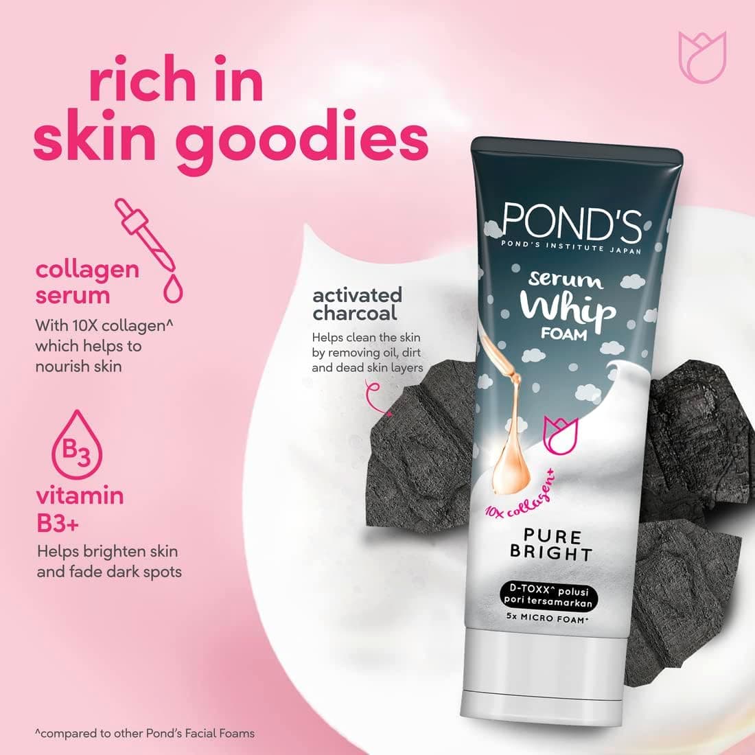 Ponds Pure Bright Serum Whip Foam Face Wash (Indonesian Variant)