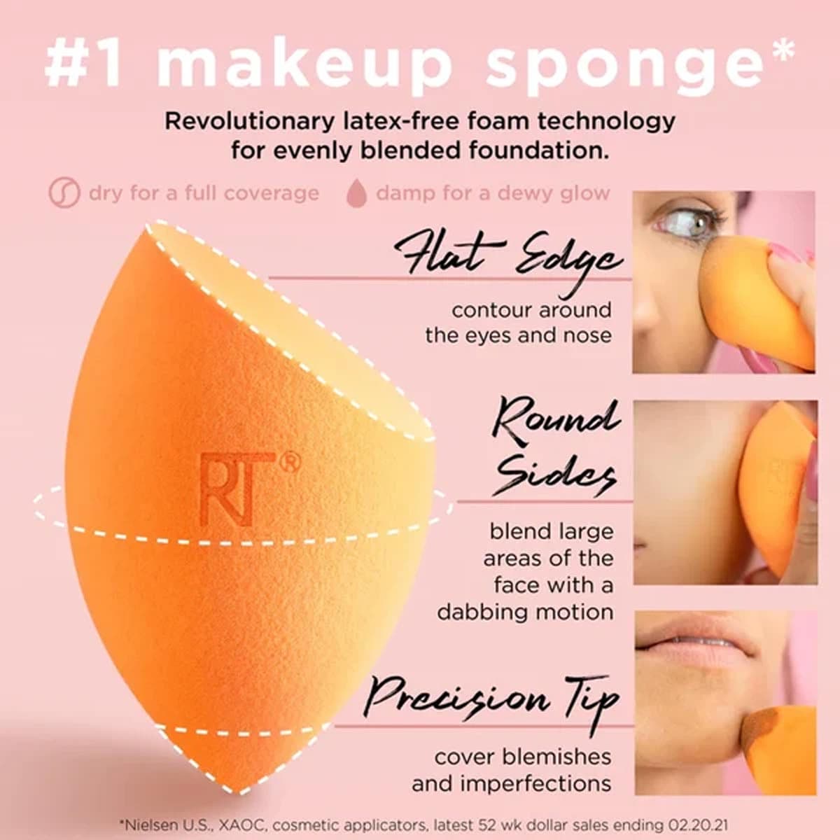 Real Techniques Miracle Complexion Sponge Makeup Blender + Travel Case