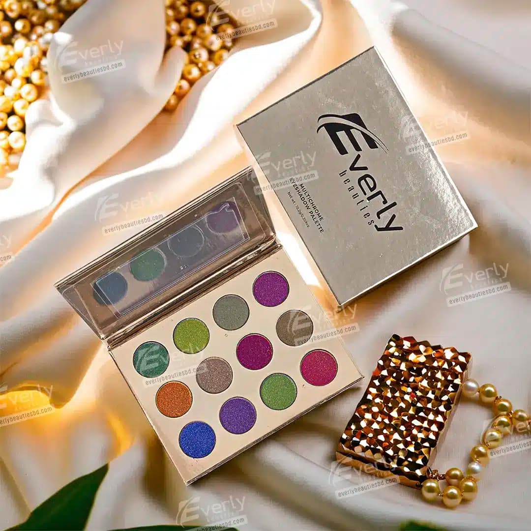 Everly Beauties 12 Colors Multichrome Pressed Pigment Eyeshadow Palette