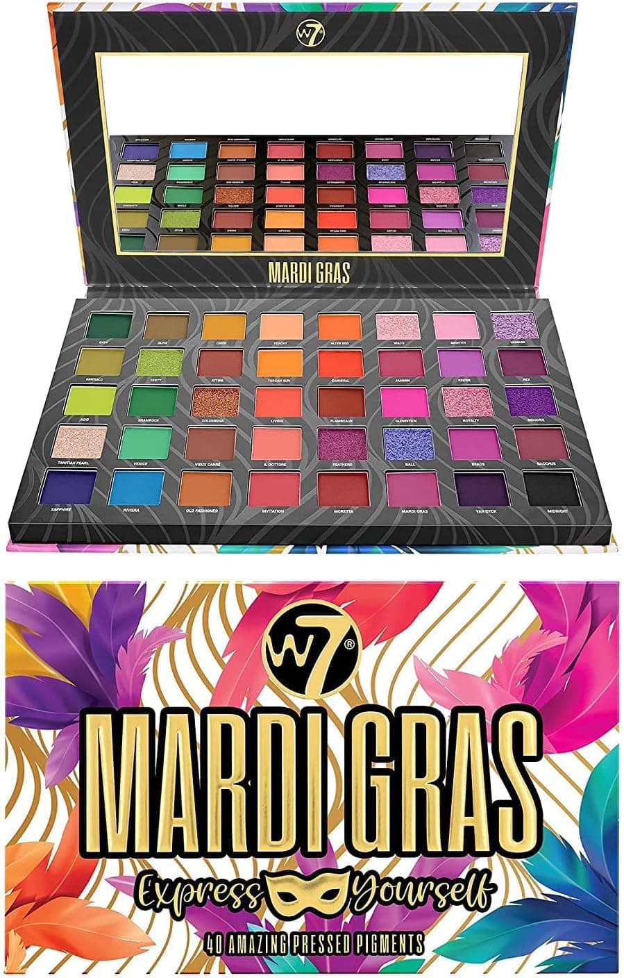 W7 Mardi Gras Pressed Pigment Palette (40 Shades)