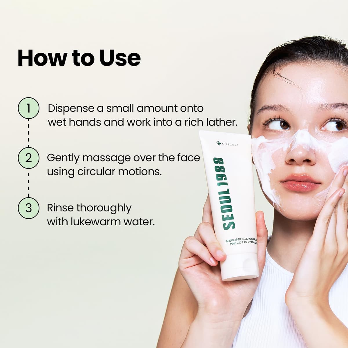 K SECRET SEOUL 1988 Cleansing Foam : Pine Cica 1% + Probiotics