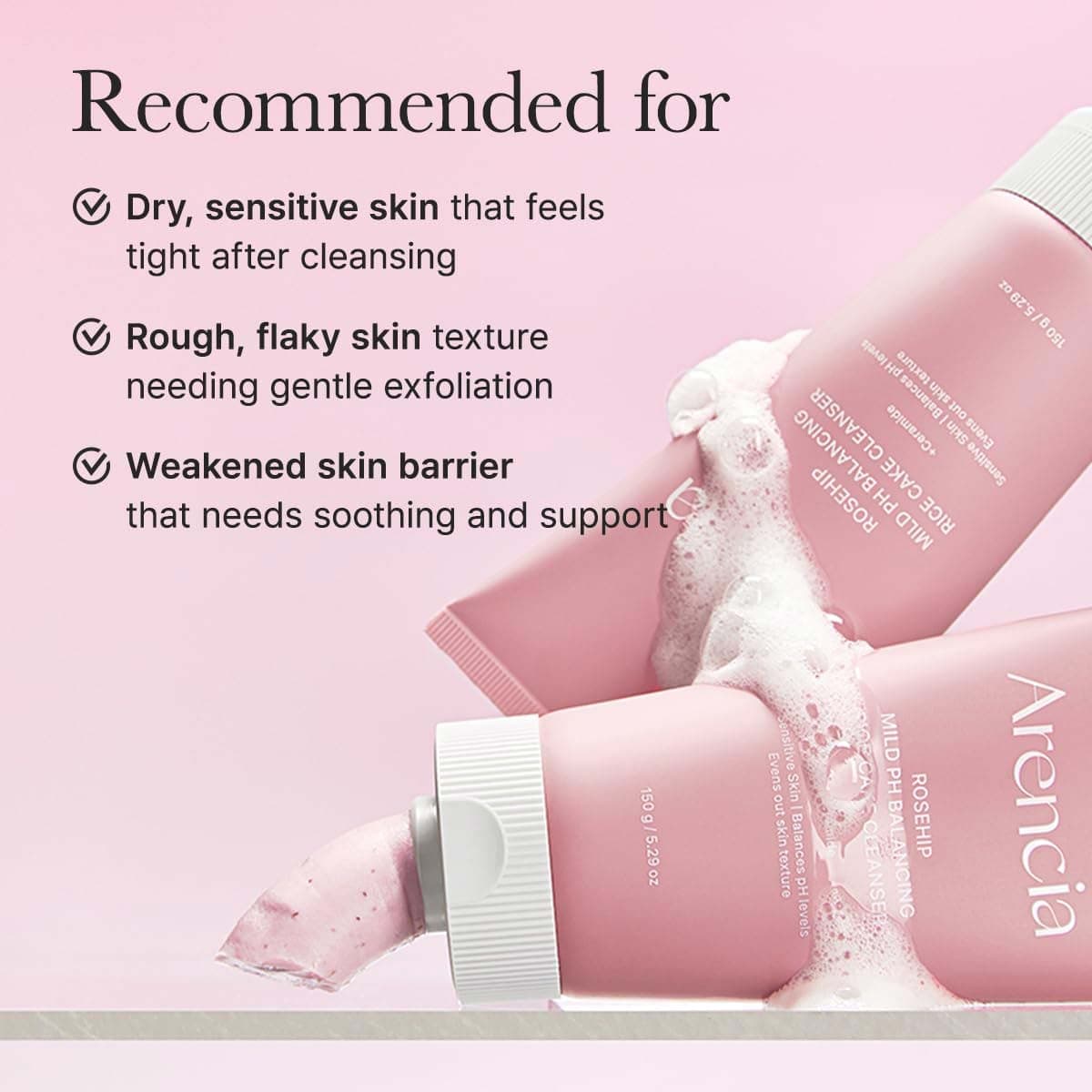 Arencia Rosehip Mild PH Balancing Rice Cake Cleanser
